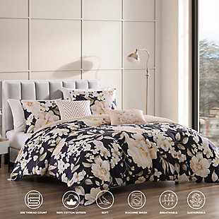 Bebejan® Blush Flowers 100% Cotton 5-Piece Reversible Comforter Set, Blue, large
