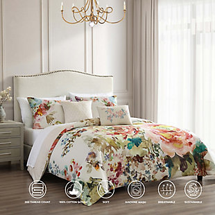 Bebejan® Antique Flowers 100% Cotton 5-Piece Reversible Comforter Set, White, large