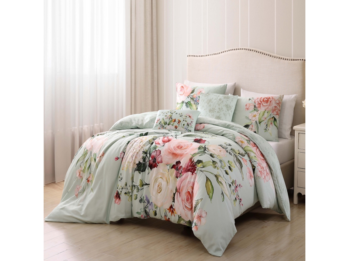SHIRANYA Reversible Cotton Baby Quilt - Geometric Print, 40x50 Inch, All-Season Soft Blanket (Sea Green Pink)