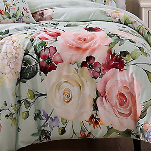 Bebejan® Rose on Misty Green 100% Cotton 5-Piece Reversible Comforter Set, Green, large