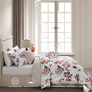 Bebejan® Red Floral Vine 100% Cotton 5-Piece Reversible Comforter Set, Red, large