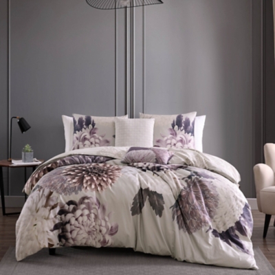 Bebejan® Bloom 100% Cotton 5-Piece Reversible Comforter Set, Purple, large