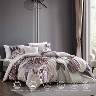 Bebejan® Bloom 100% Cotton 5-Piece Reversible Comforter Set, Purple, large