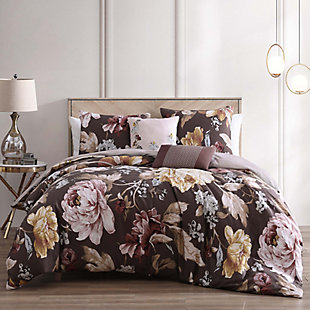 Bebejan® Floral Garden 100% Cotton 5-Piece Reversible Comforter Set, Brown, rollover