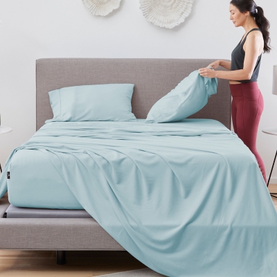 BEDGEAR Hyper-Linen Split King Sheet Set, Misty Blue, large