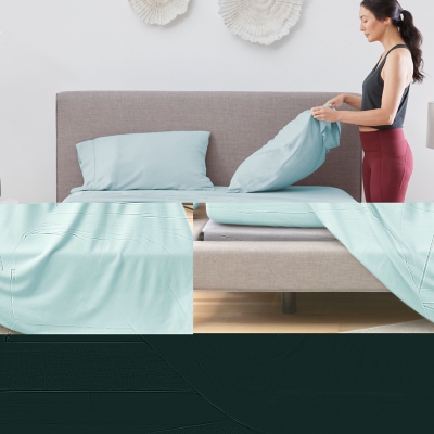 BEDGEAR Hyper-Linen Queen Sheet Set, Misty Blue, large