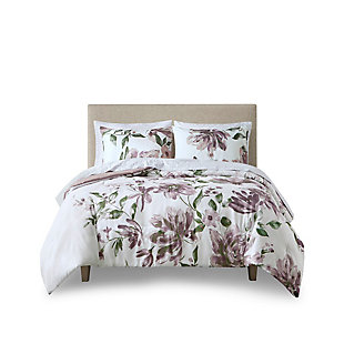 Alice King Floral Comforter Set with Bed Sheets, Mauve, large
