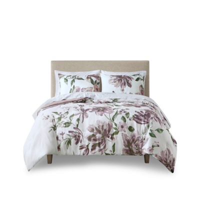 Alice Twin Floral Comforter Set with Bed Sheets, Mauve, rollover