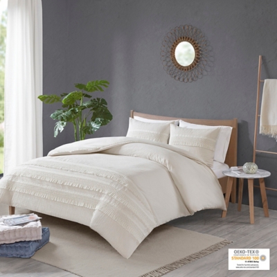 Amaya Full/Queen 3 Piece Seersucker Comforter Set, Ivory, large