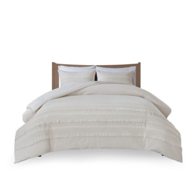Amaya Full/Queen 3 Piece Seersucker Comforter Set, Ivory, rollover