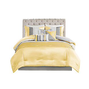 Amherst Queen 7 Piece Comforter Set, Yellow, large