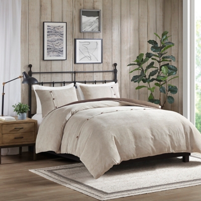 Andes King/California King 3 Piece Corduroy Duvet Cover Set, Tan, large