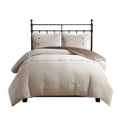 Andes King/California King 3 Piece Corduroy Duvet Cover Set, Tan, rollover