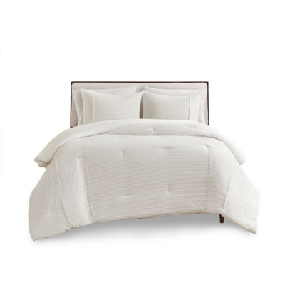 Apollo Full/Queen 3 Piece Striped Seersucker Oversized Comforter Set, , rollover