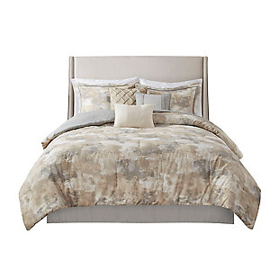 Beacon California King 7 Piece Textured Blend Comforter Set, Gray, large