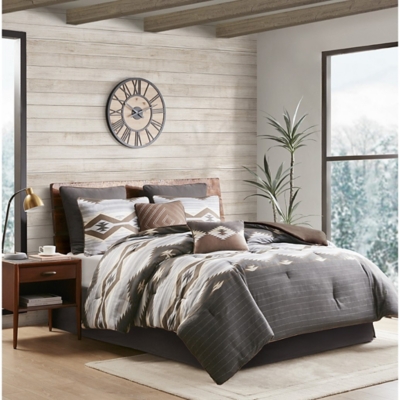 Bitter Creek King Oversized Comforter Set, Gray/Brown, large