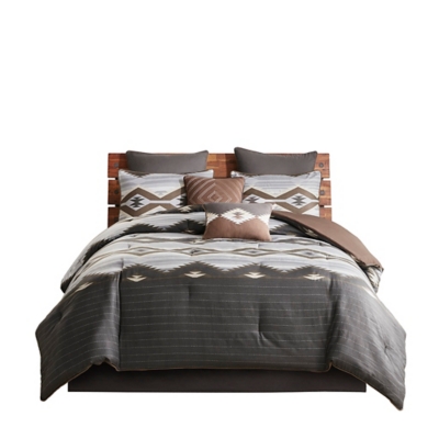 Bitter Creek Queen Oversized Comforter Set, Gray/Brown, rollover
