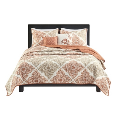 Claire Full/Queen 6 Piece Printed Quilt Set with Throw Pillows, Multi, rollover