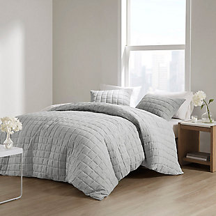 Cocoon King/California King 3 Piece Quilt Top Duvet Cover Mini Set, Gray, rollover