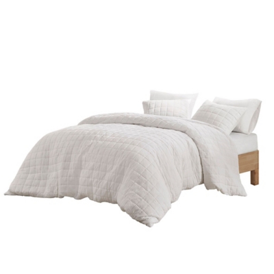 Cocoon Full/Queen 3 Piece Quilt Top Comforter Mini Set, White, rollover