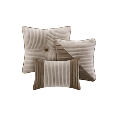 Dallas King 7 Piece Comforter Set, Taupe, rollover