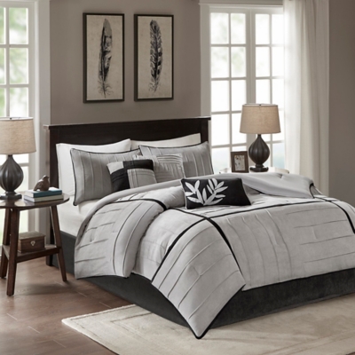 Dune Queen 7 Piece Comforter Set, Gray, large
