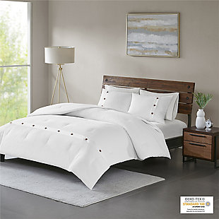 Finley King/California King 3 Piece Waffle Weave Comforter set, White, rollover