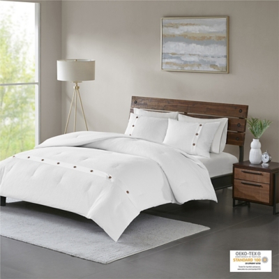 Finley Full/Queen 3 Piece Waffle Weave Comforter set, White