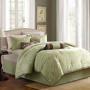Freeport Queen 7 Piece Comforter Set, Green, rollover