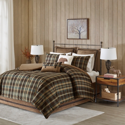 Hadley Plaid Queen Oversized Cozy Spun Comforter Set, Multi, large