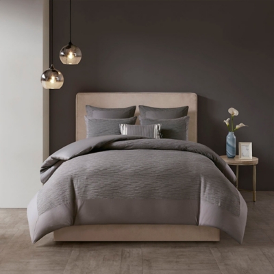 Hanae 12x20" Embroidered Oblong Decorative Pillow, Gray, large