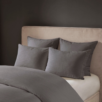 Hanae 12x20" Embroidered Oblong Decorative Pillow, Gray, large