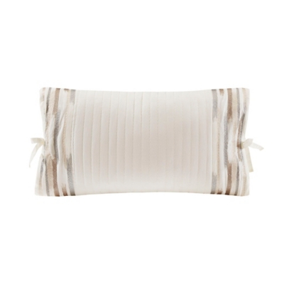Hanae 12x20" Embroidered Oblong Decorative Pillow, White, large