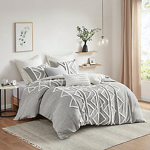 Hayes King/California King Chenille 3 Piece Comforter Set, Gray, rollover