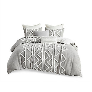 Hayes King/California King Chenille 3 Piece Comforter Set, Gray, large