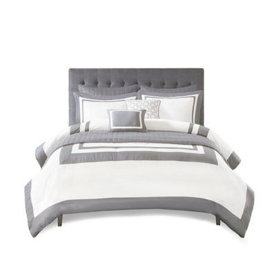 Heritage King/California King 8 Piece Comforter and Quilt Set Collection, Gray, rollover