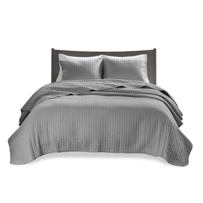 Keaton Full/Queen 3 Piece Quilt Set, Gray, rollover