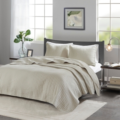 Keaton Twin/Twin XL 3 Piece Quilt Set, Cream