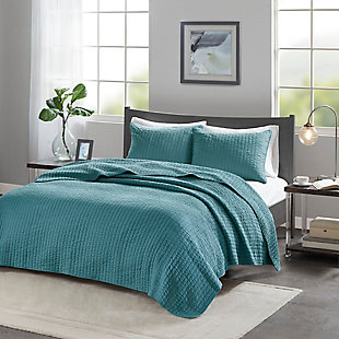 Keaton Twin/Twin XL 3 Piece Quilt Set, Teal, rollover