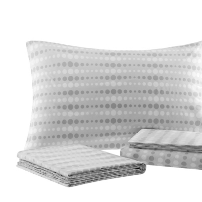 Knowles Twin 7 Piece Comforter Set with Bed Sheets, Gray, rollover