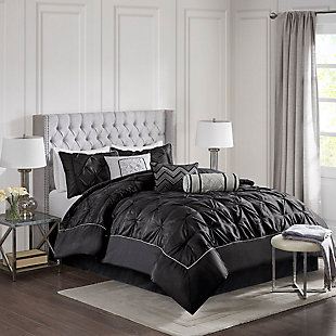 Laurel California King 7 Piece Tufted Comforter Set, Black, rollover