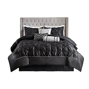 Laurel California King 7 Piece Tufted Comforter Set, Black, large