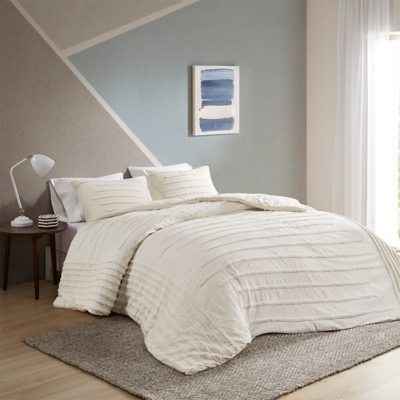 Mercer Full/Queen 3 Piece Chenille Duvet Cover Set, Ivory, large