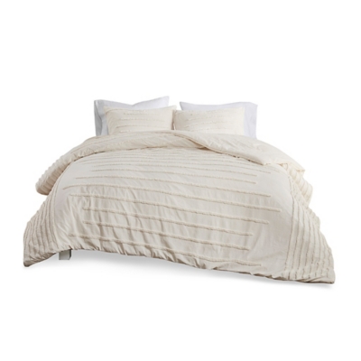 Mercer Full/Queen 3 Piece Chenille Duvet Cover Set, Ivory, rollover