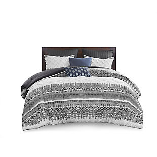 Mila King/California King 3 Piece Comforter Set with Chenille Tufting, Gray, large