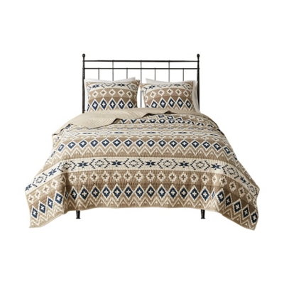 Montana Full/Queen Printed Oversized Quilt Mini Set, Tan, rollover