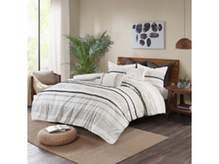 Andency Set copripiumino per letto king size California (274 x 240 cm), 3 pezzi, stile rustico shabby chic, con volant, leggero, soffice e morbido, in microfibra, per tutte le stagioni