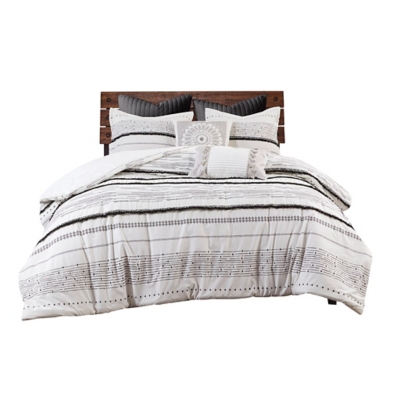 Nea King/California King Printed Comforter Set with Trims, Black/White, rollover