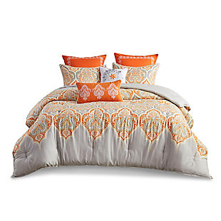 Nisha King/California King Comforter Set, Orange, large