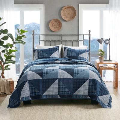 Olsen Full/Queen Olsen 3 Piece Oversized Quilt Set, Blue, large